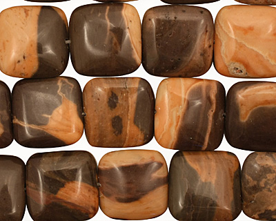 Brown Snakeskin Jasper Puff Square 20mm
