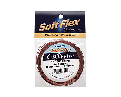Soft Flex Non-Tarnish Antique Copper Half Round Craft Wire 18 gauge, 7 yards