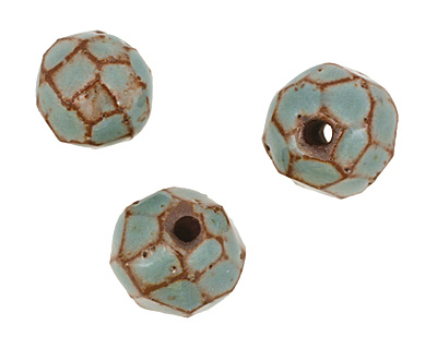 Gaea Ceramic Robin's Egg on Brick Geode Round 11-12x13-14mm