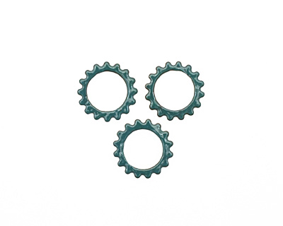 C-Koop Enameled Metal Peacock Blue Small Open Gear 16mm