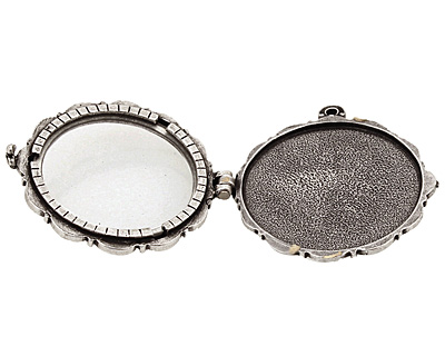 Nunn Design Antique Silver (plated) Large Scallop Locket 40mm