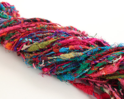Uncarded Recycled 100% Silk Sari Yarn