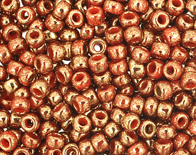 TOHO Gilded Marble Orange Round 11/0 Seed Bead