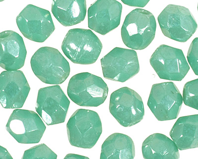 Czech Fire Polished Glass Luster Light Green Turquoise Round 3mm