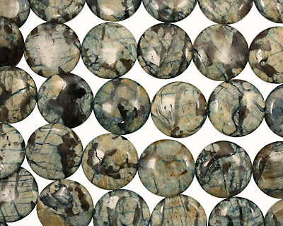 Mystic Blue Feldspath Puff Coin 25mm
