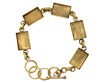 Brass Rectangle Bezel Link Bracelet 18x12mm
