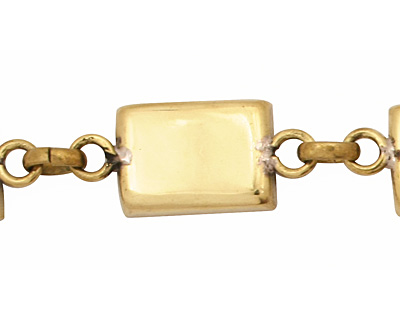 Brass Rectangle Bezel Link Bracelet 18x12mm