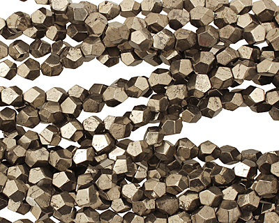 Golden Pyrite (silver tone) Faceted Nugget 9-10x8-9mm