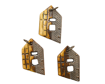 Earthenwood Studio Ceramic Honey Pewter Homestead Pendant 29-31x47-48mm