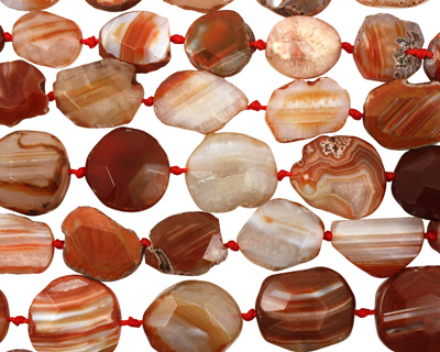 Red Line Agate Faceted Flat Freeform Slab 29-38x22-35mm