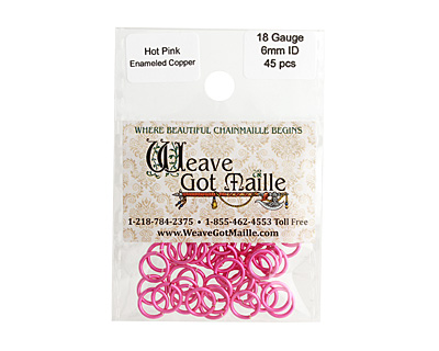 Hot Pink Enameled Copper Round Jump Ring 8mm, 18 gauge