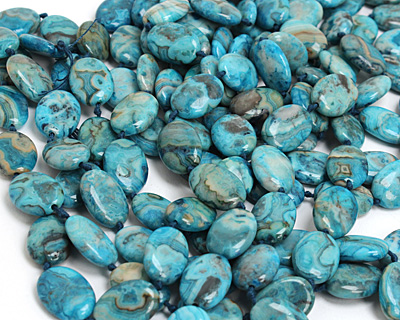 Larimar Blue Crazy Lace Flat Oval 18x13mm