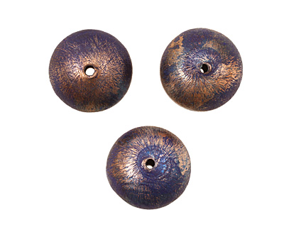 Missficklemedia Patinated Peacock Blue Satin Brushed Rondelle 11x17mm