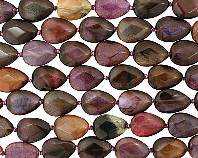 Rainbow Snakeskin Agate Faceted Flat Teardrop 25x18mm