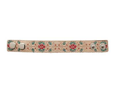 Hand Painted Natural Floral Vine Print Leather Cuff 1 1/16