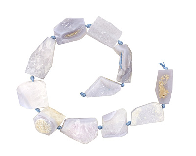Blue Lace Agate Druzy Nugget Graduated 20-40x14-43mm