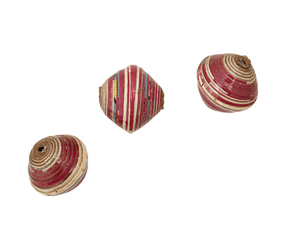 African Paper (magenta, white) Bicone 20x21-22mm