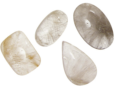 Silver Rutilated Quartz Freeform Cabochon 18-35x30-40mm