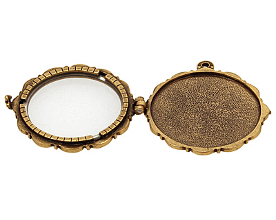 Nunn Design Antique Gold (plated) Large Scallop Locket 40mm