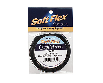 Soft Flex Black Half Round Craft Wire 18 gauge, 7 yards