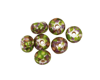 Grace Lampwork Wisteria Garden Rondelle 9x14mm