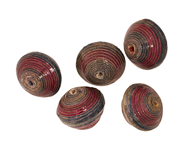 African Paper (navy, jade, merlot) Bicone 14-15x17-18mm