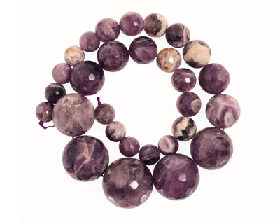 Dogtooth Amethyst Faceted Round Graduated 12-28mm
