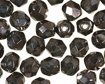 Czech Fire Polished Glass Gunmetal Round 4mm