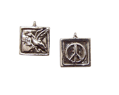 Green Girl Pewter Peace Dove 16x18mm