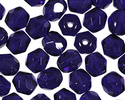 Czech Fire Polished Glass Cobalt Round 4mm