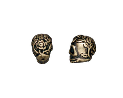 TierraCast Antique Brass (plated) Rose Skull Bead 10x7mm