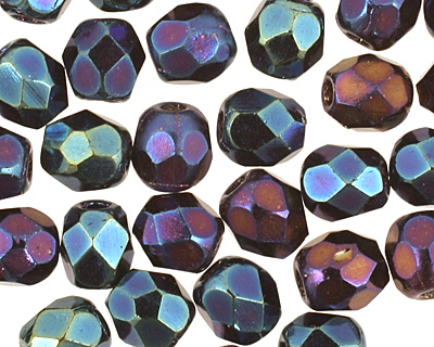 Czech Fire Polished Glass Iris Blue Round 3mm