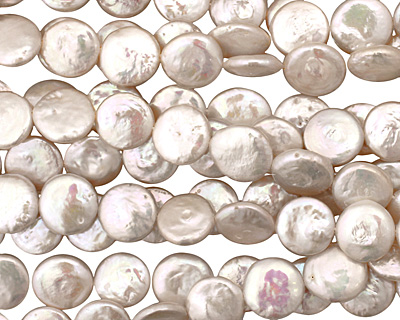 Pearly White Coin 12-13mm