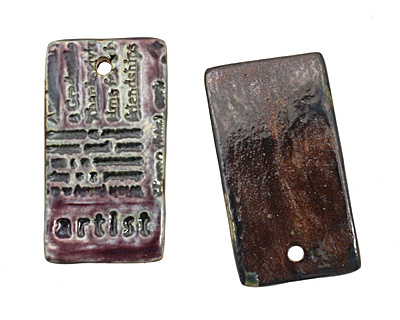 Earthenwood Studio Ceramic Amethyst Iron Artist Pendant 24x44mm