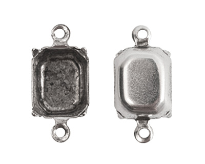 Nunn Design Antique Silver (plated) Rectangle Prong Setting 16x6mm