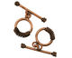 Antique Copper Roped Coil Toggle Clasp 16mm, 31mm bar