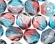 Czech Fire Polished Glass Dual Coated Aqua/Fuschia Round 6mm