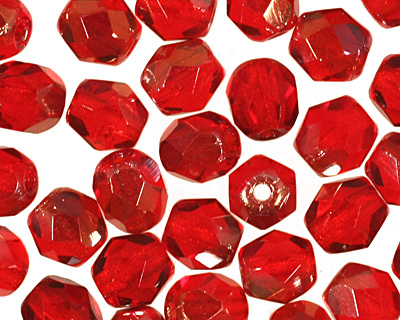 Czech Fire Polished Glass Twilight Siam Ruby Round 4mm