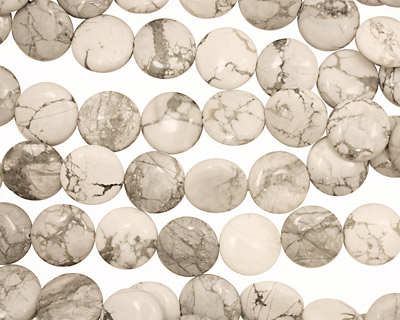 White Howlite Puff Coin 20mm