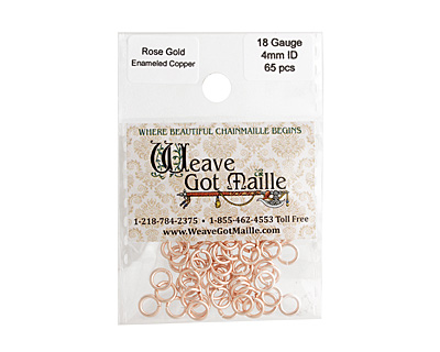 Rose Gold Enameled Copper Round Jump Ring 6.5mm, 18 gauge