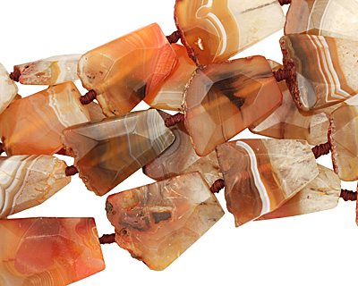 Rustic Orange Banded Agate Faceted Flat Slab 28-45x25-34mm