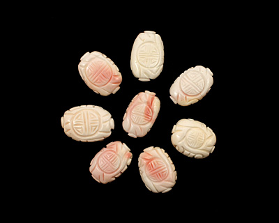 Pink Shell Carved Flat Oval 23-24x16-17mm