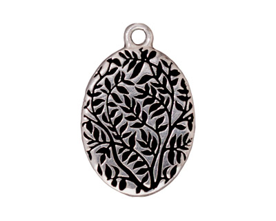 TierraCast Antique Silver (plated) Scalloped Oval Frame Drop 19x28mm