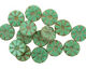 Czech Glass Emerald Picasso Flower Window Coin 12mm