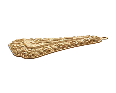Brass Triangular Drop w/ Daisy Border Pendant 31x65mm