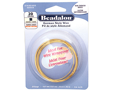 German Style Wire Non Tarnish Brass Square 20 gauge, 2 meters