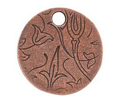 Nunn Design Antique Copper (plated) Small Circle Bird Tag 19mm