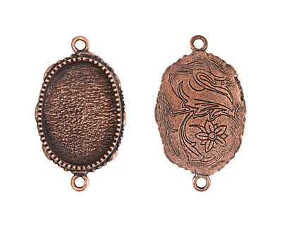 Nunn Design Antique Copper (plated) Large Ornate Oval Bezel Link 39x23mm