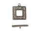 Antique Silver (plated) Scroll Square Toggle Clasp 22x18mm, 21mm bar