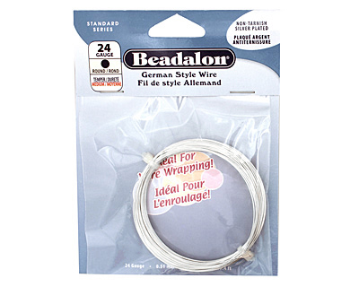 German Style Wire Silver (plated) Round 24 gauge, 12 meters
